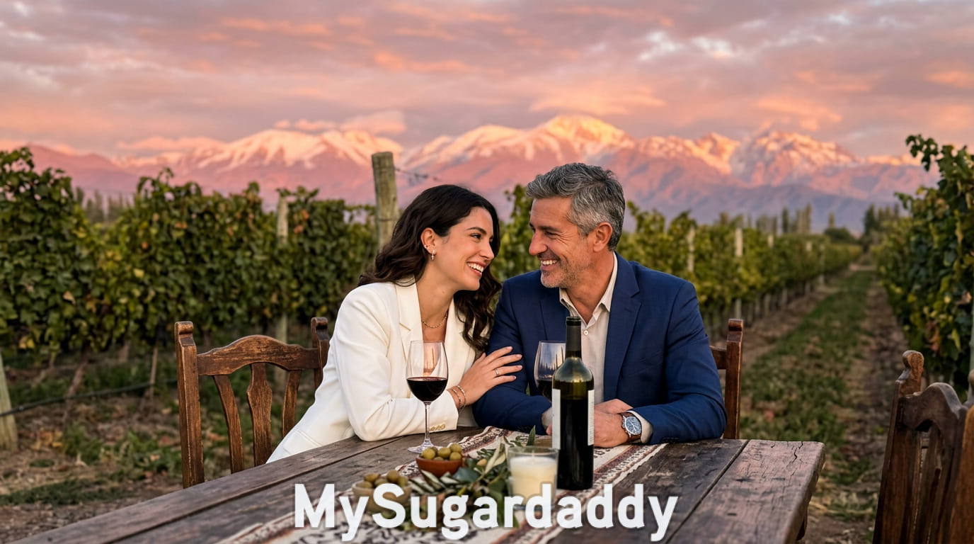 Pareja sugar en un viaje de lujo por Mendoza